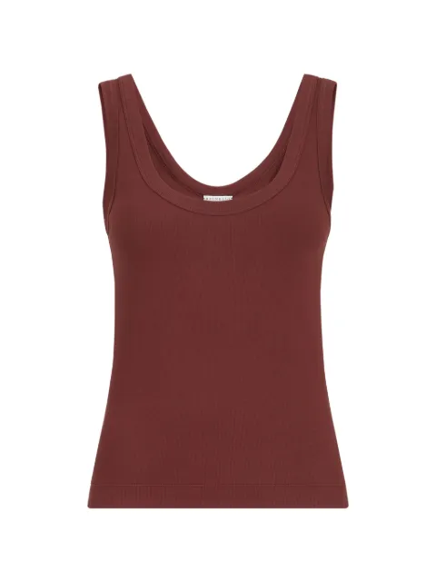 Brunello Cucinelli Top a coste in jersey di cotone elasticizzato con motivo Monili