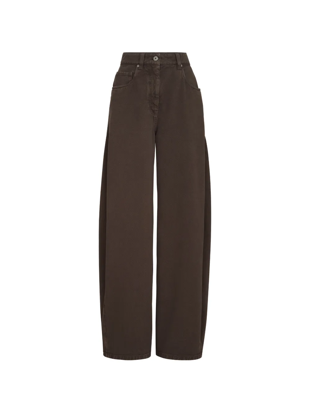 Brunello Cucinelli dyed denim wide trousers with Monili - Marrone