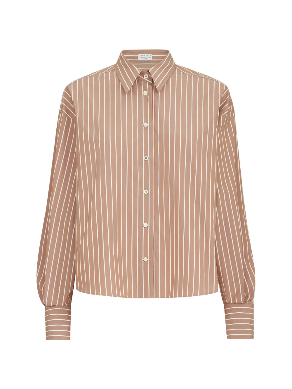 Brunello Cucinelli striped cotton poplin shirt - Brown