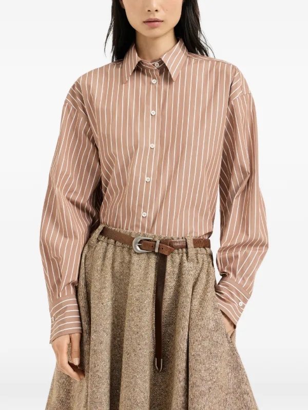 Brunello Cucinelli ストライプ シャツ | ブラウン | FARFETCH JP