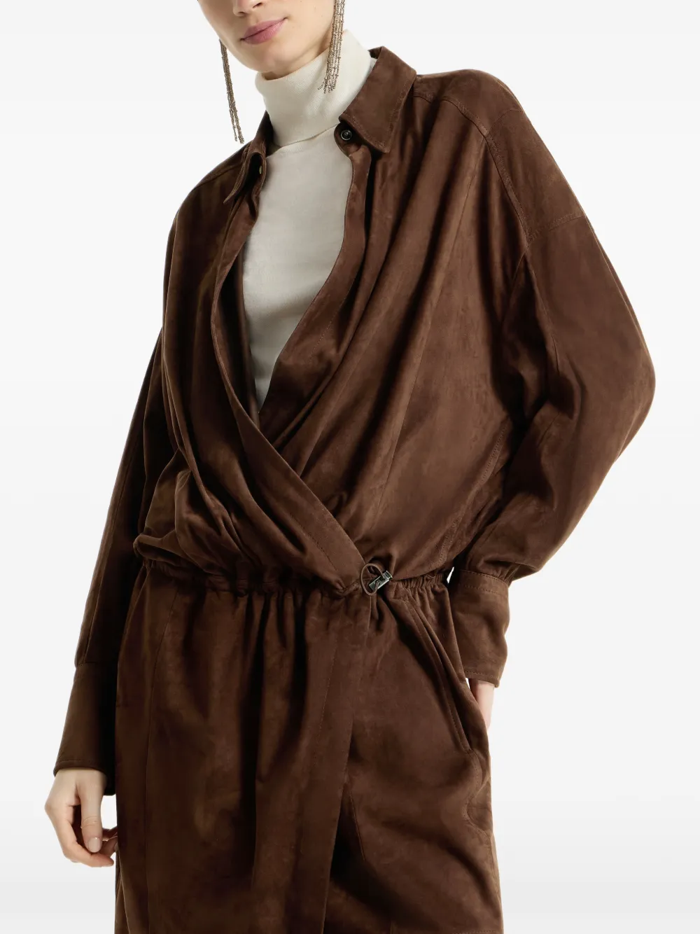 Brunello Cucinelli Suède blousejurk Bruin