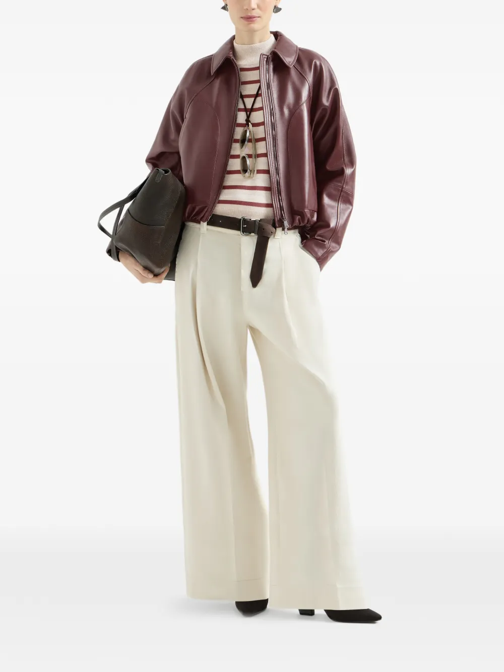 Brunello Cucinelli Leren jack Rood