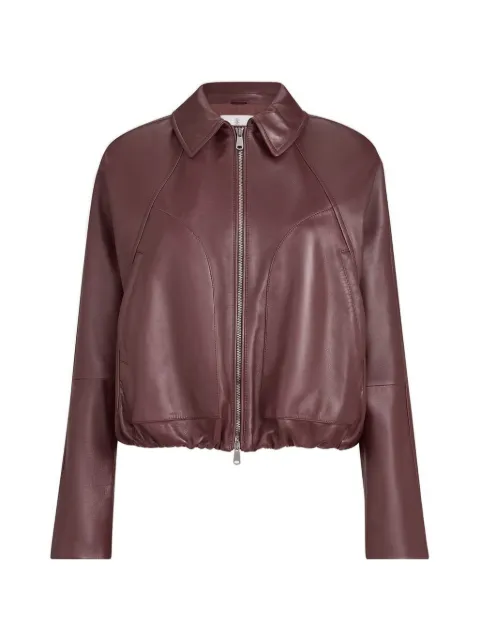 Brunello Cucinelli nappa-leather outerwear jacket with drawstring and Monili
