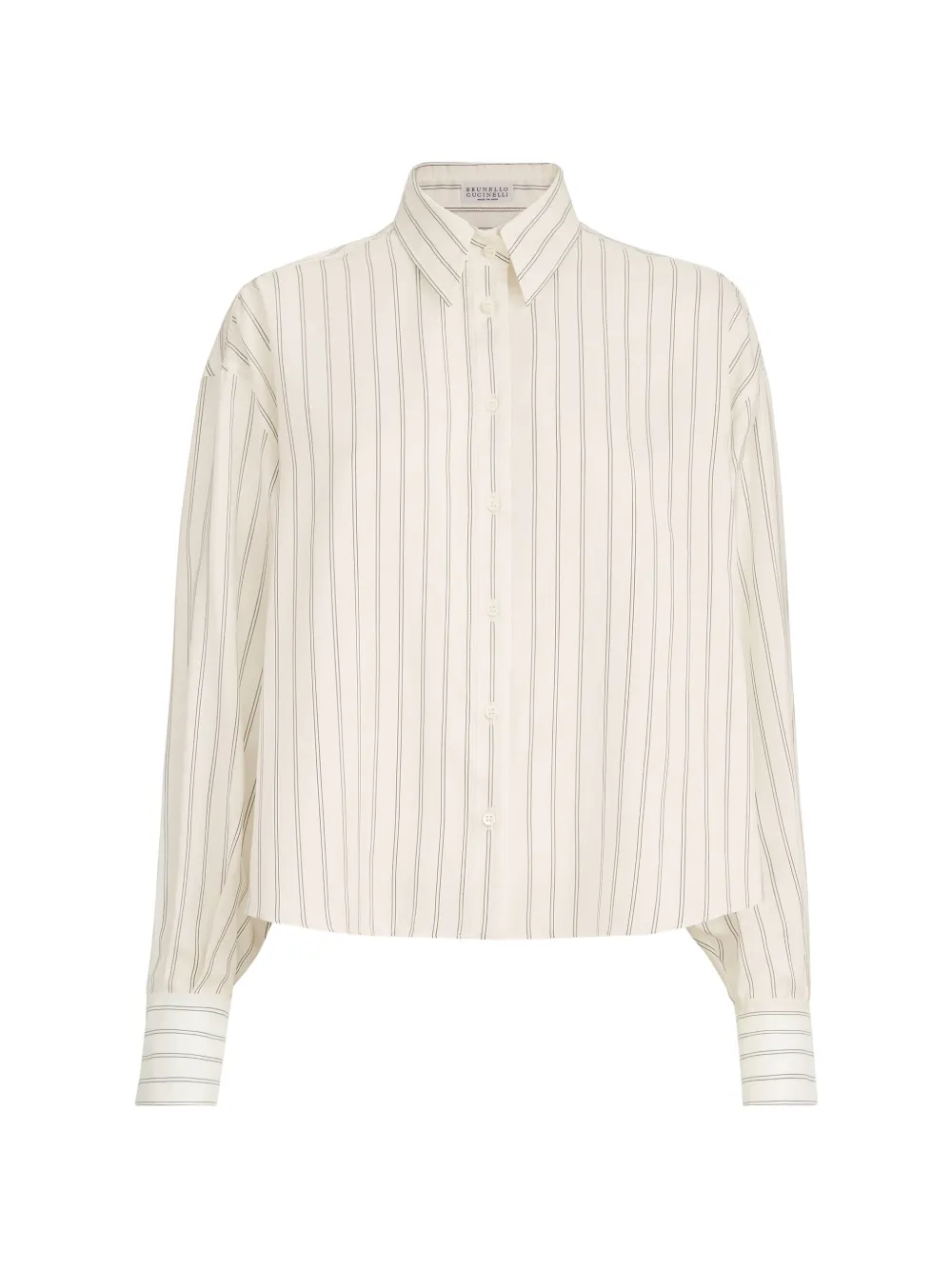 Brunello Cucinelli striped silk-poplin shirt with monili - Yellow