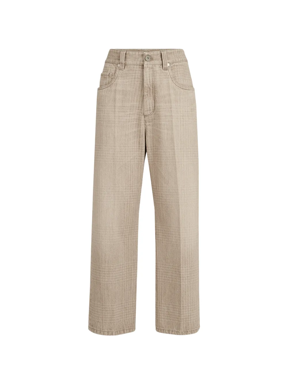 Brunello Cucinelli Prince of Wales Jeanshose mit Monili - Nude