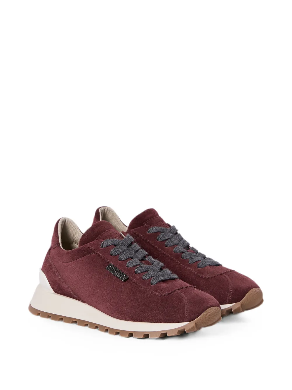 Brunello Cucinelli Suède schoenen met glanzende lus Rood