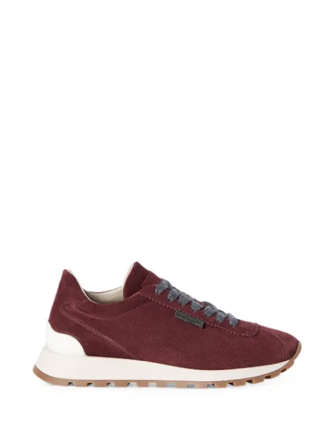 Brunello Cucinelli patins en daim avec onglet brillant