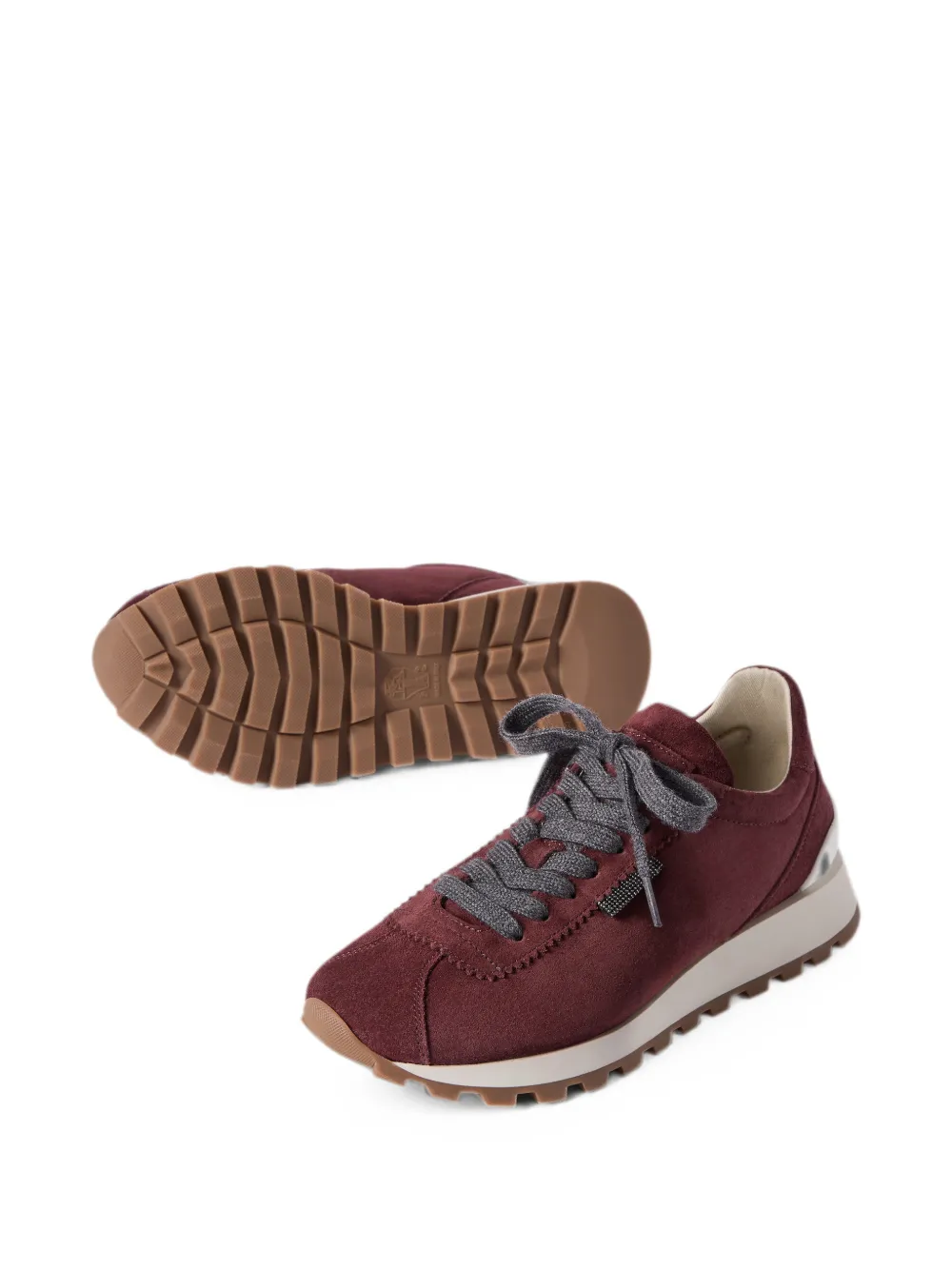 Brunello Cucinelli Suède schoenen met glanzende lus Rood