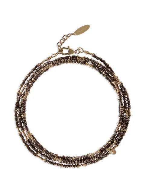 Brunello Cucinelli brown hematite sterling silver wrap bracelet