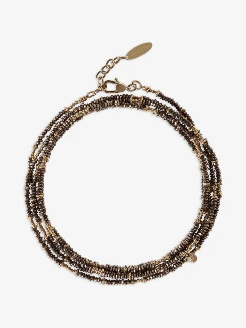 Brunello Cucinelli brown hematite sterling silver wrap bracelet