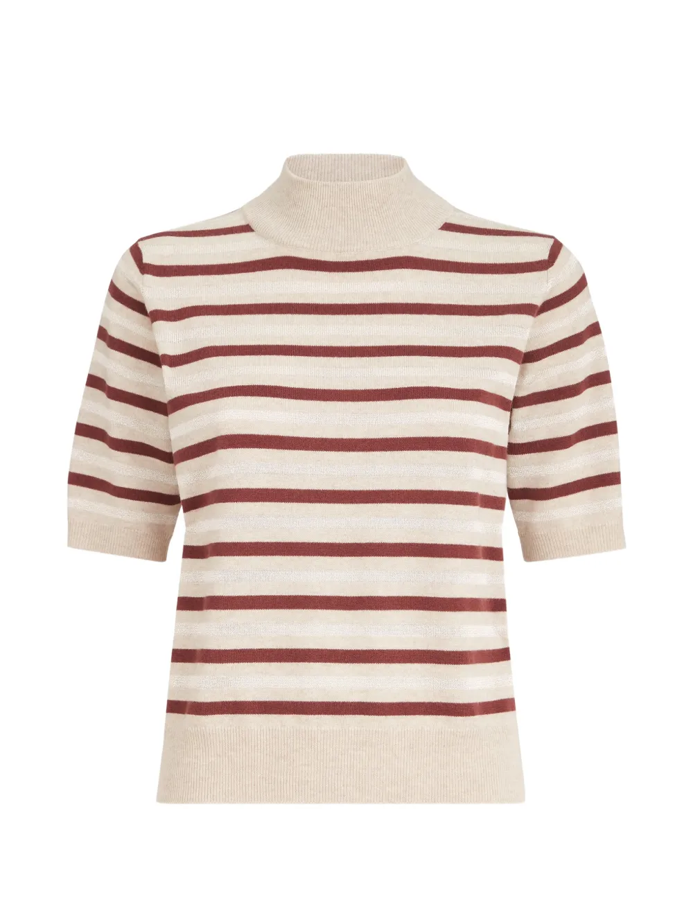 Brunello Cucinelli T-shirt a righe in lana vergine, cashmere e seta - Toni neutri