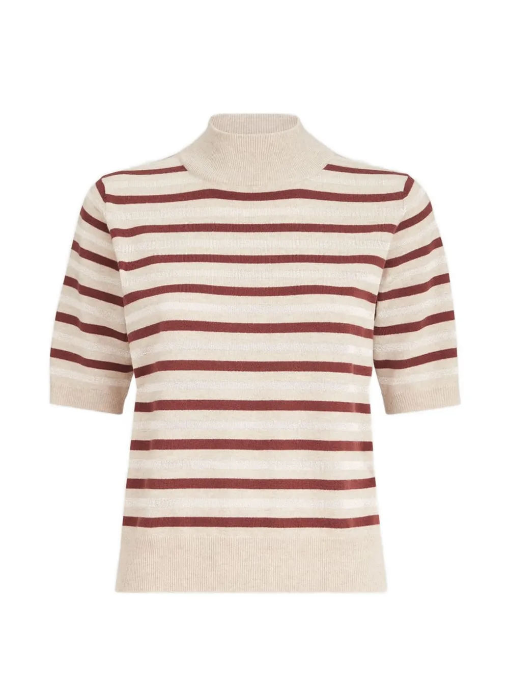 Brunello Cucinelli T-shirt a righe in lana vergine, cashmere e seta - Toni neutri