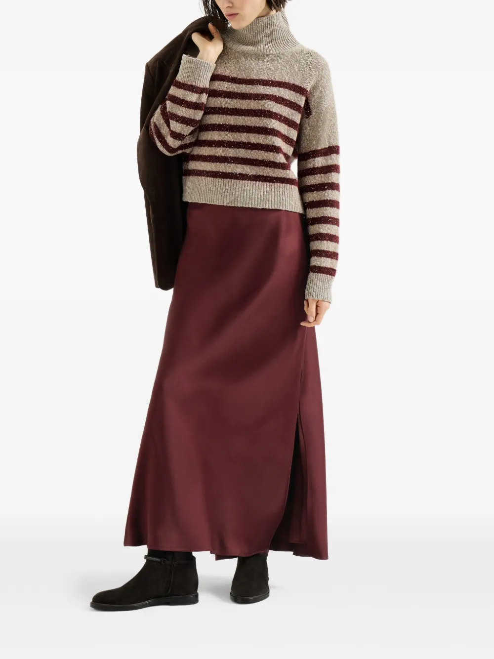 Brunello Cucinelli Satijnen rok Rood