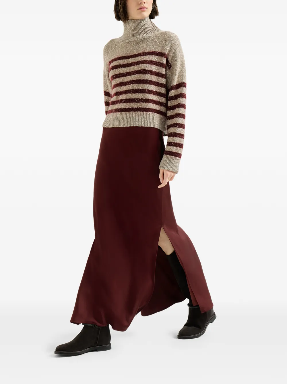 Brunello Cucinelli Satijnen rok Rood