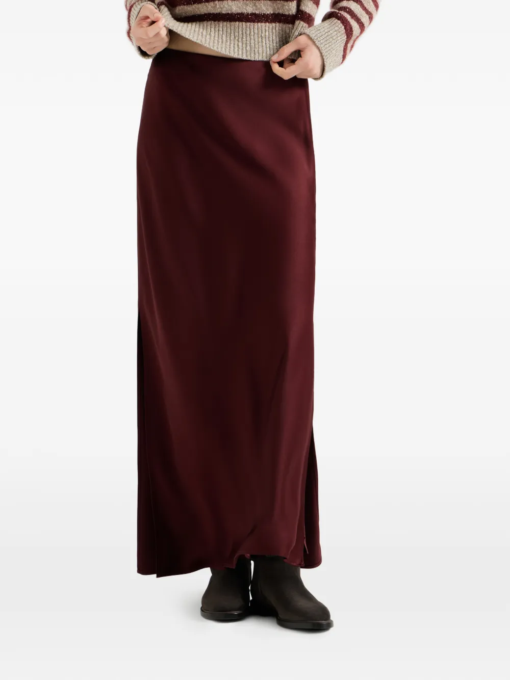 Brunello Cucinelli Satijnen rok Rood
