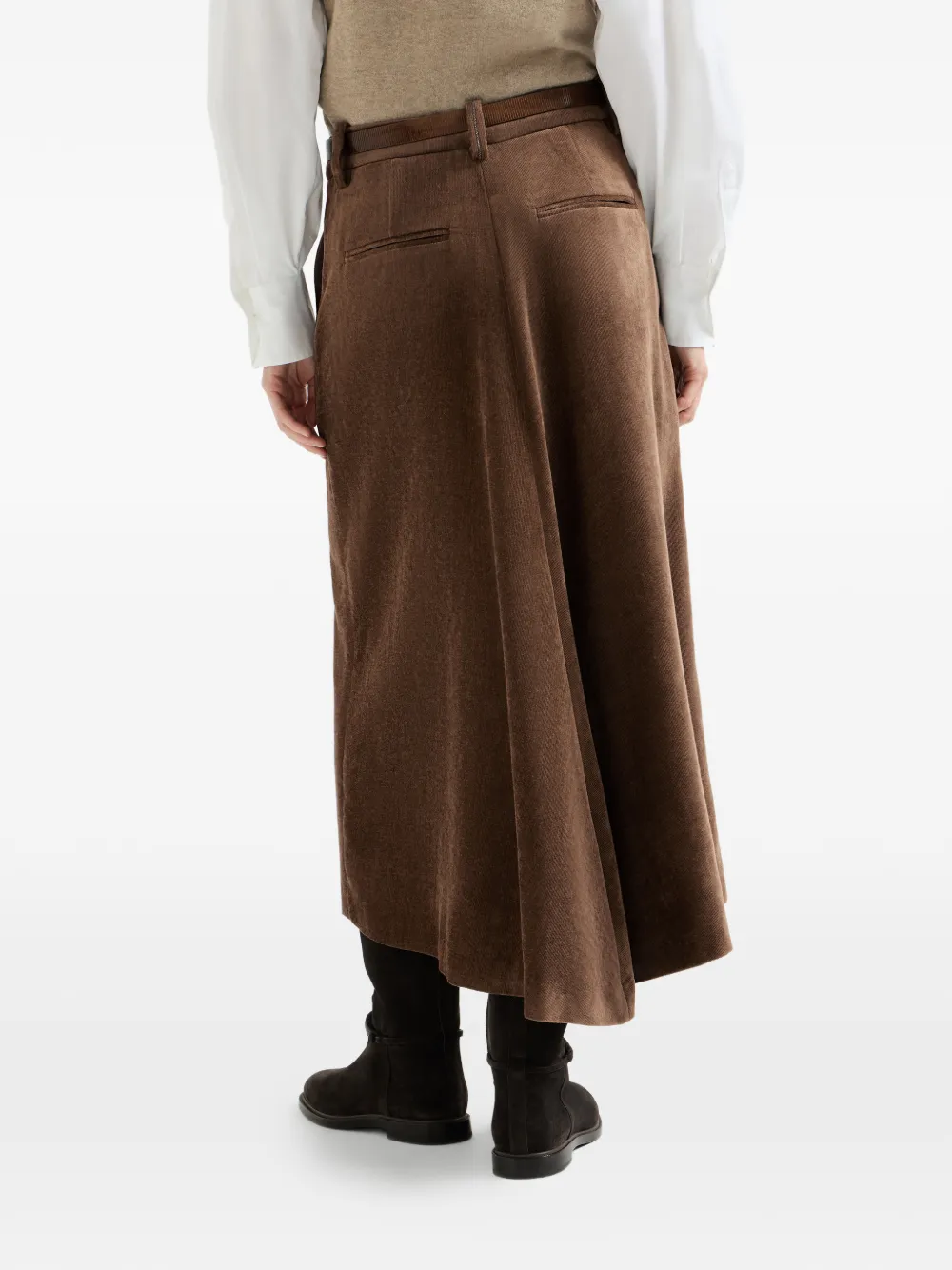 Brunello Cucinelli Ribfluwelen rok met Monili Bruin