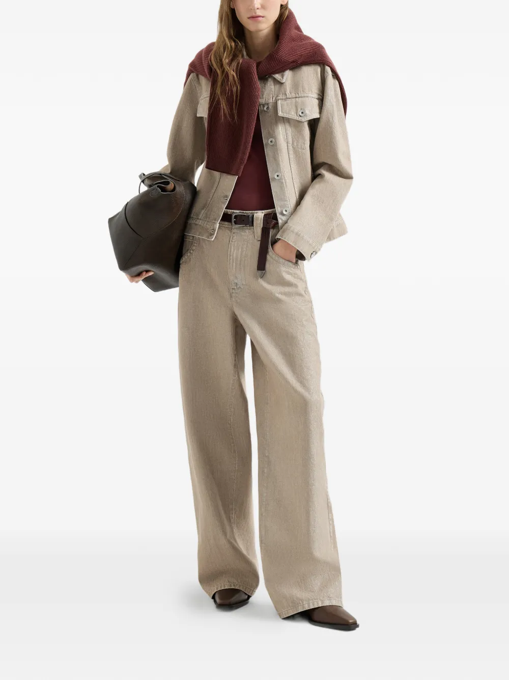 Brunello Cucinelli Stretch katoenen geribbelde jersey top met monili-verfraaiing Rood