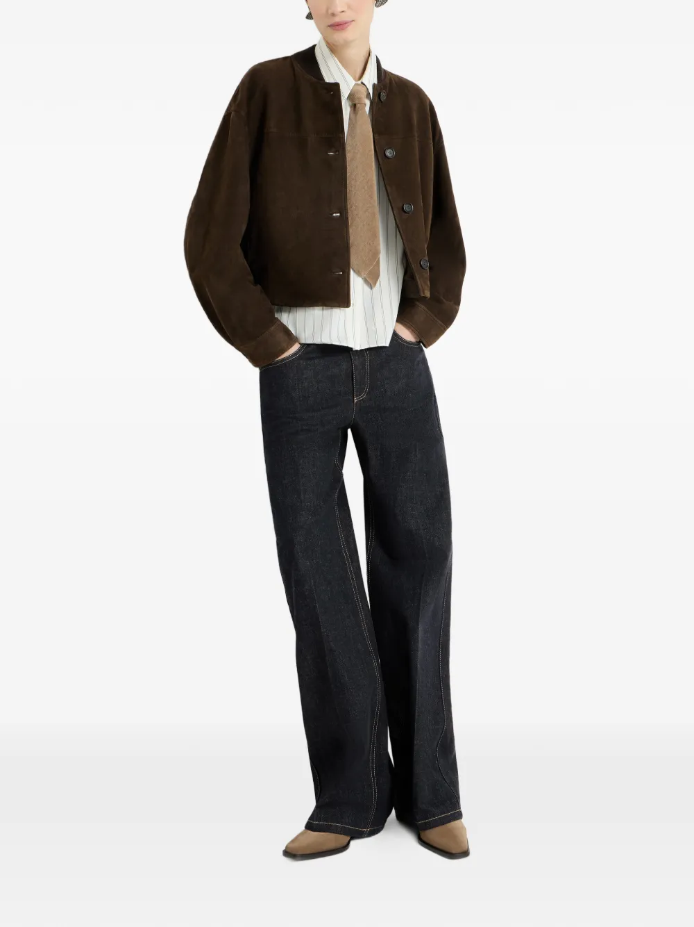  Brunello Cucinelli Pantalon Contemporain En Jean No-fade à Motif Monili - Bleu 