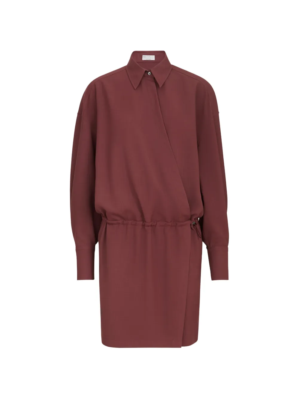 Brunello Cucinelli Chemisier in twill di lana vergine con motivo Monili - Rosso
