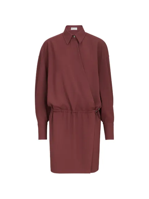 Brunello Cucinelli virgin-wool fluid twill shirt dress with monili