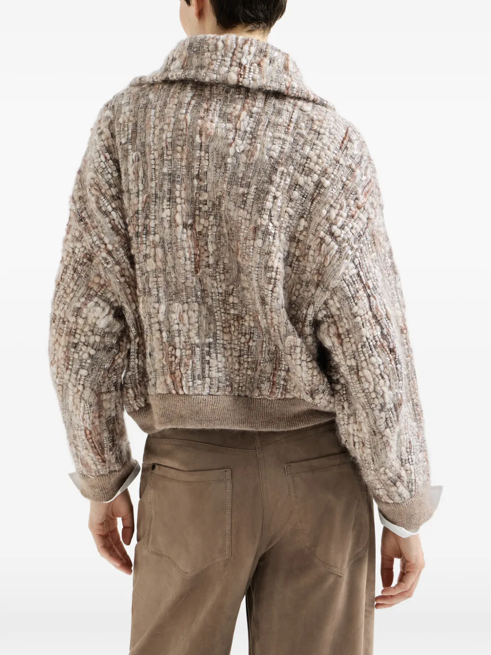 Brunello Cucinelli Vest van mohair en wol met borduurwerk Beige