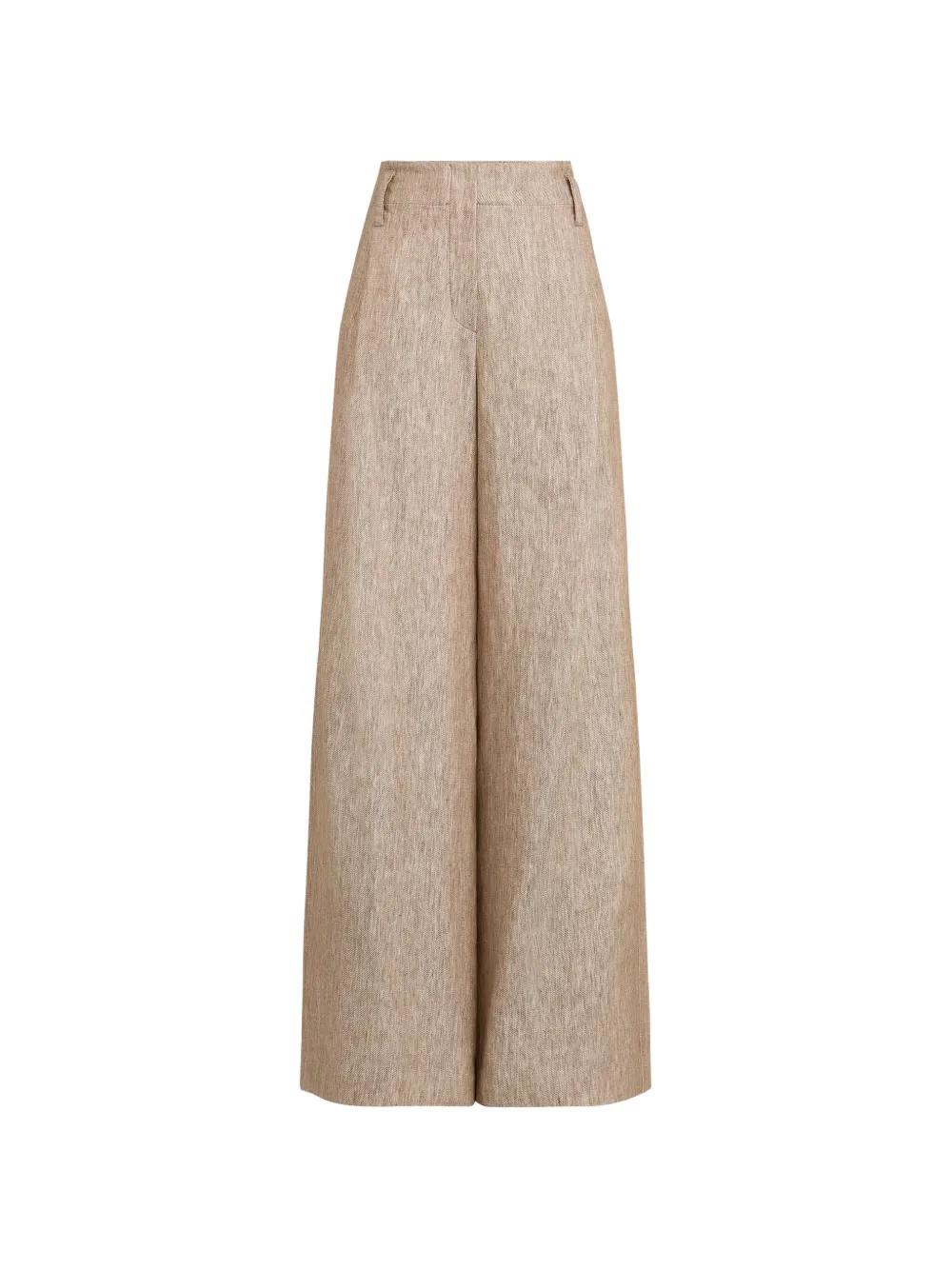 Brunello Cucinelli Linnen-denim A-lijn plooibroek met monili-verfraaiing Beige