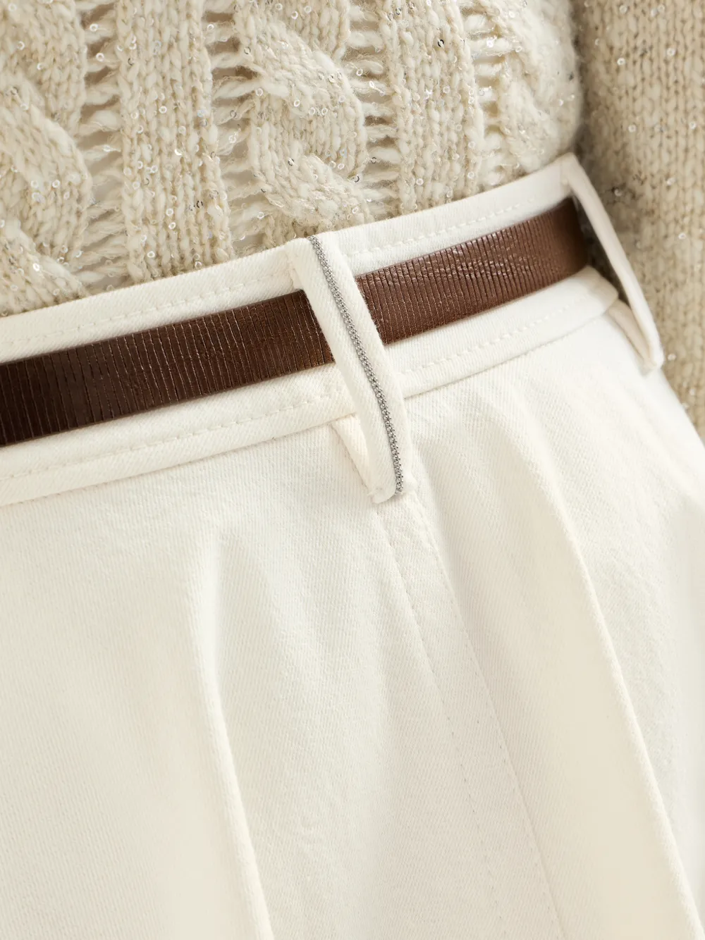 Brunello Cucinelli Denim rok met Monili Wit