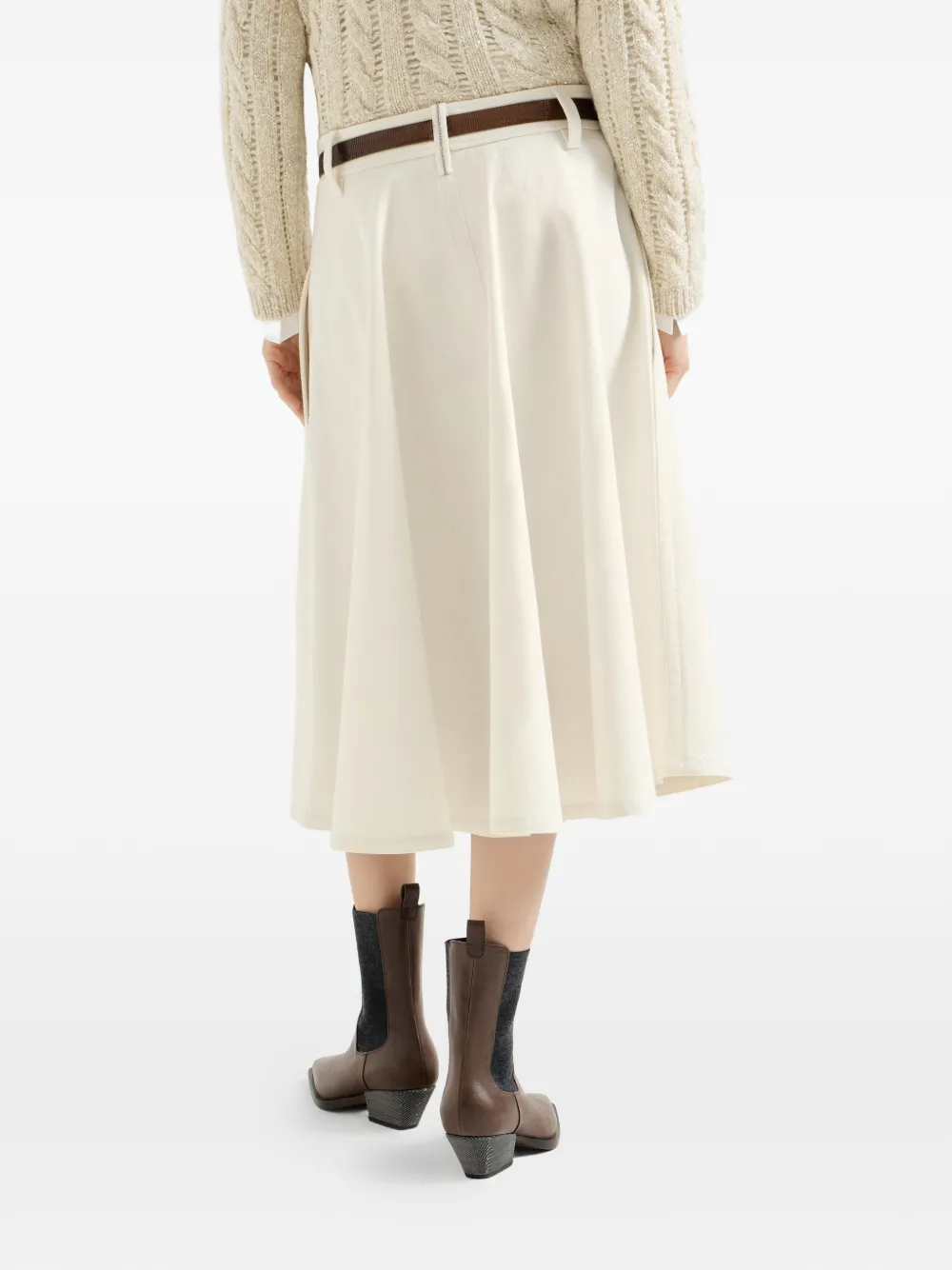 Brunello Cucinelli Denim rok met Monili Wit