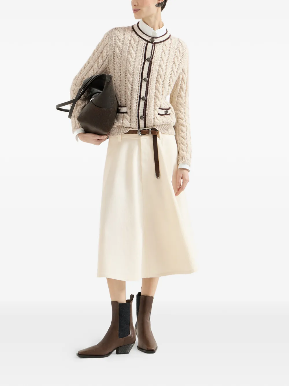 Brunello Cucinelli Denim rok met Monili Wit