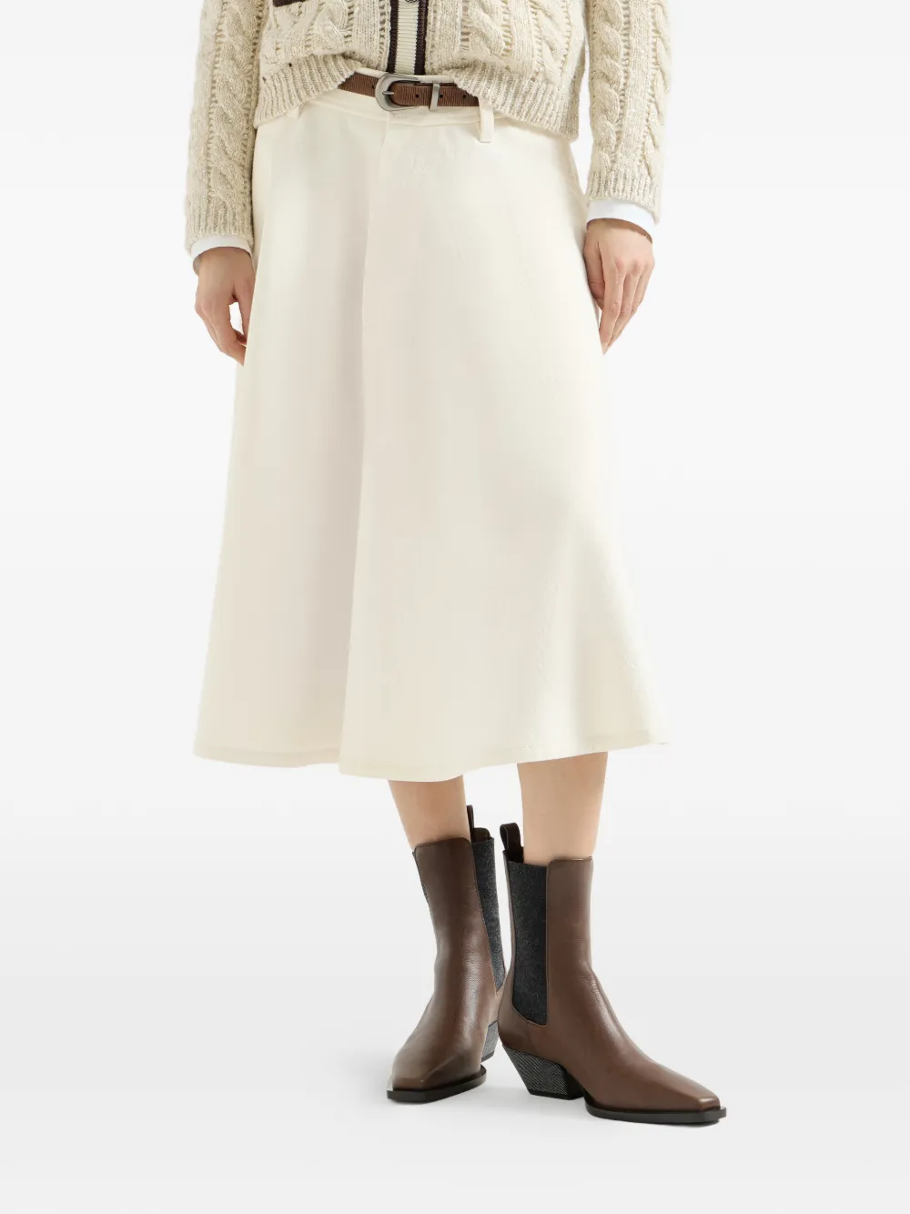 Brunello Cucinelli Denim rok met Monili Wit