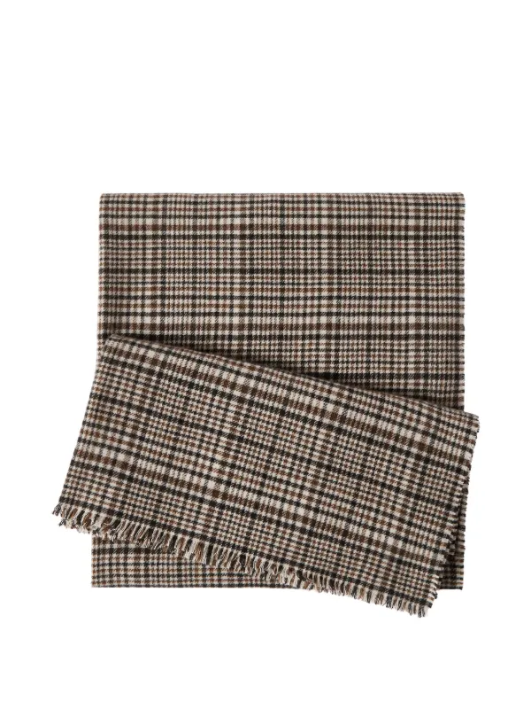 Brunello Cucinelli Cashmere Prince of Wales Scarf in Brown
