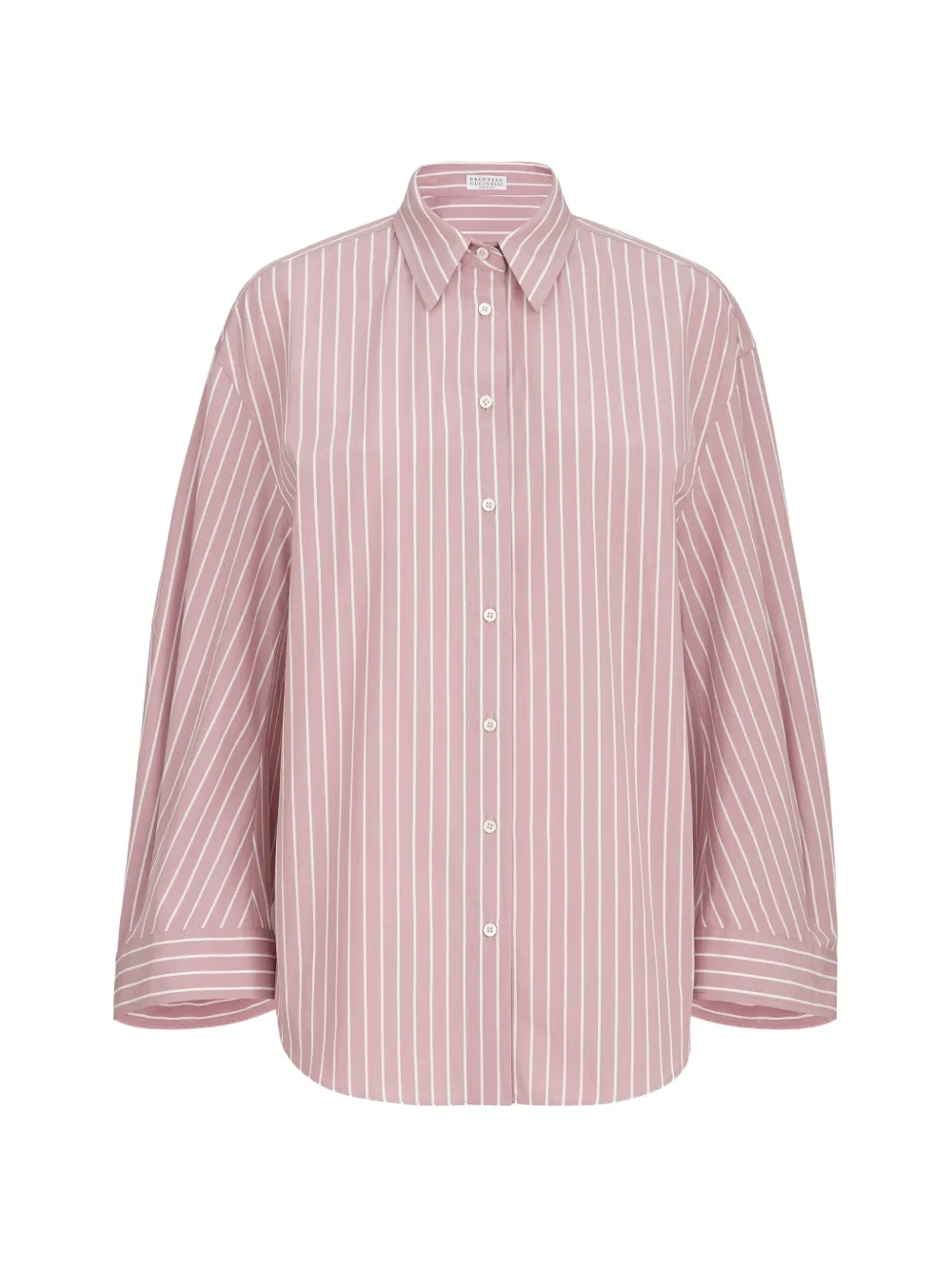 Brunello Cucinelli Gestreiftes Hemd aus Popeline - Rosa