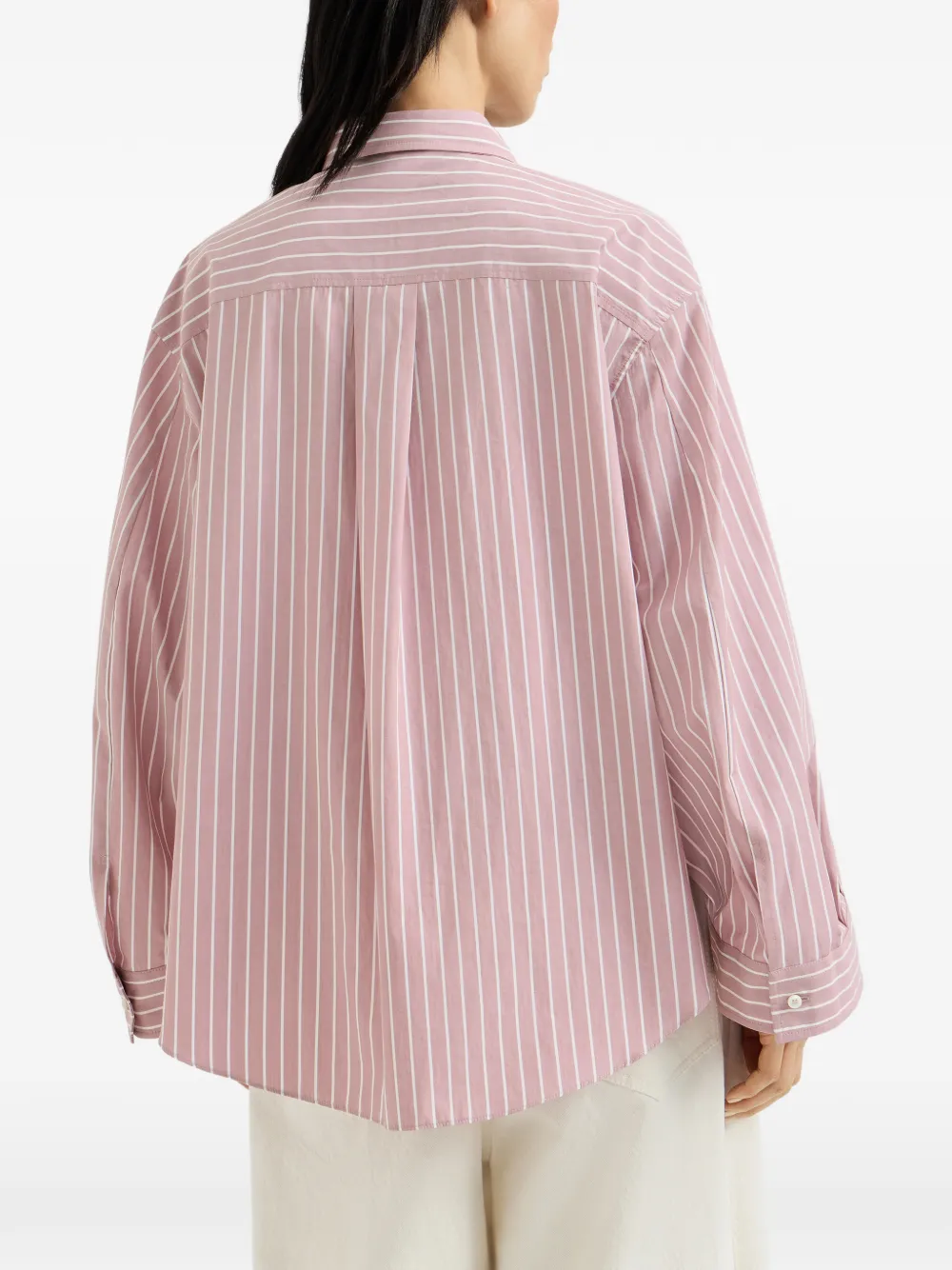 Brunello Cucinelli Gestreepte katoenen-popeline shirt Roze