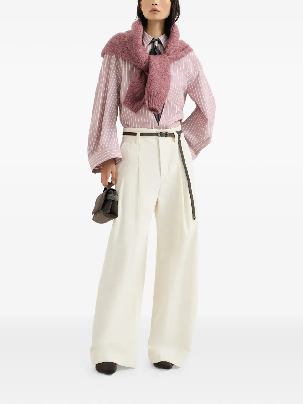 Brunello Cucinelli Gestreepte katoenen-popeline shirt Roze