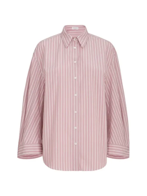 Brunello Cucinelli Gestreiftes Hemd aus Popeline
