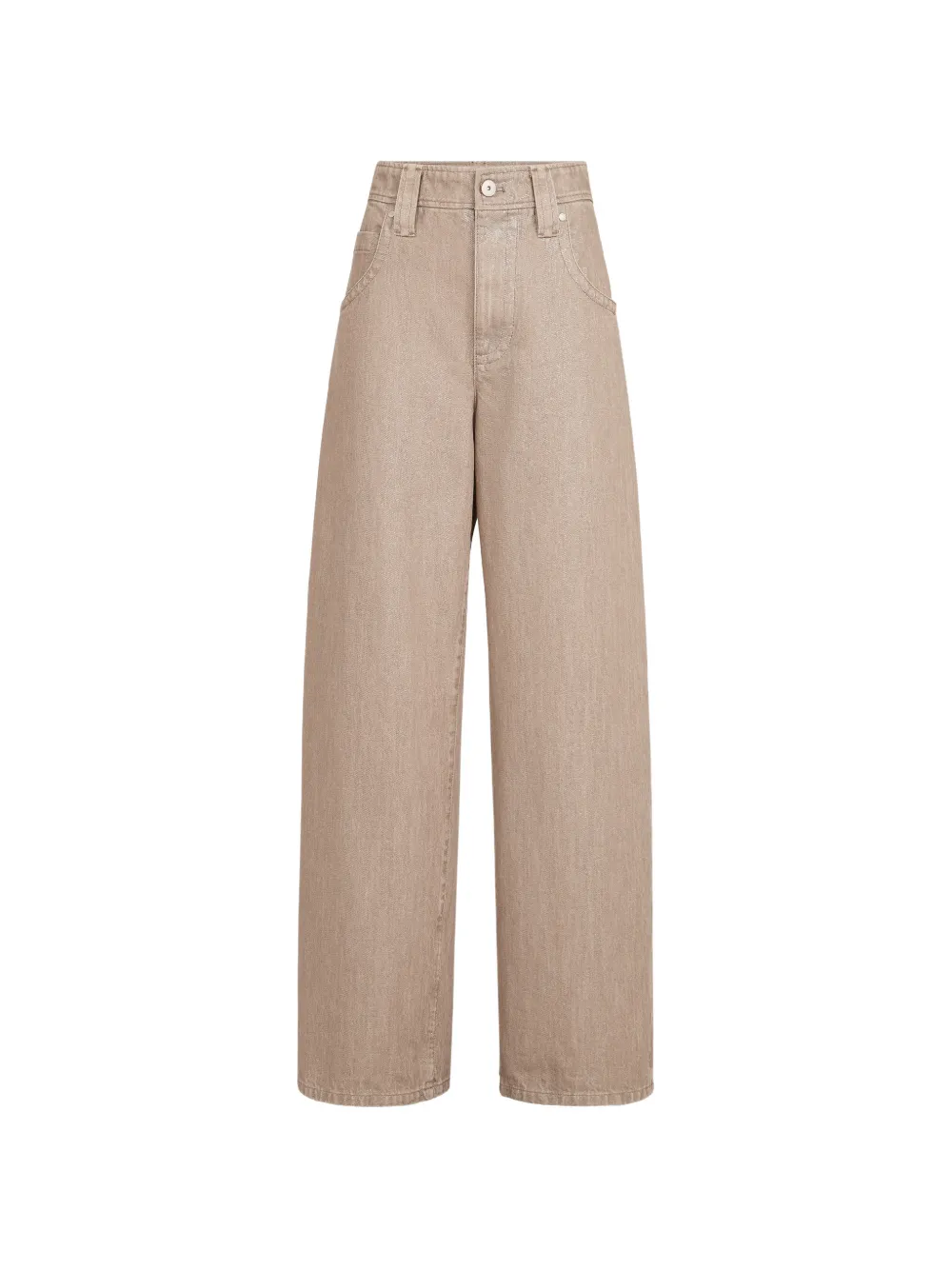 Brunello Cucinelli Pantaloni baggy beige in denim con motivo Monili - Toni neutri