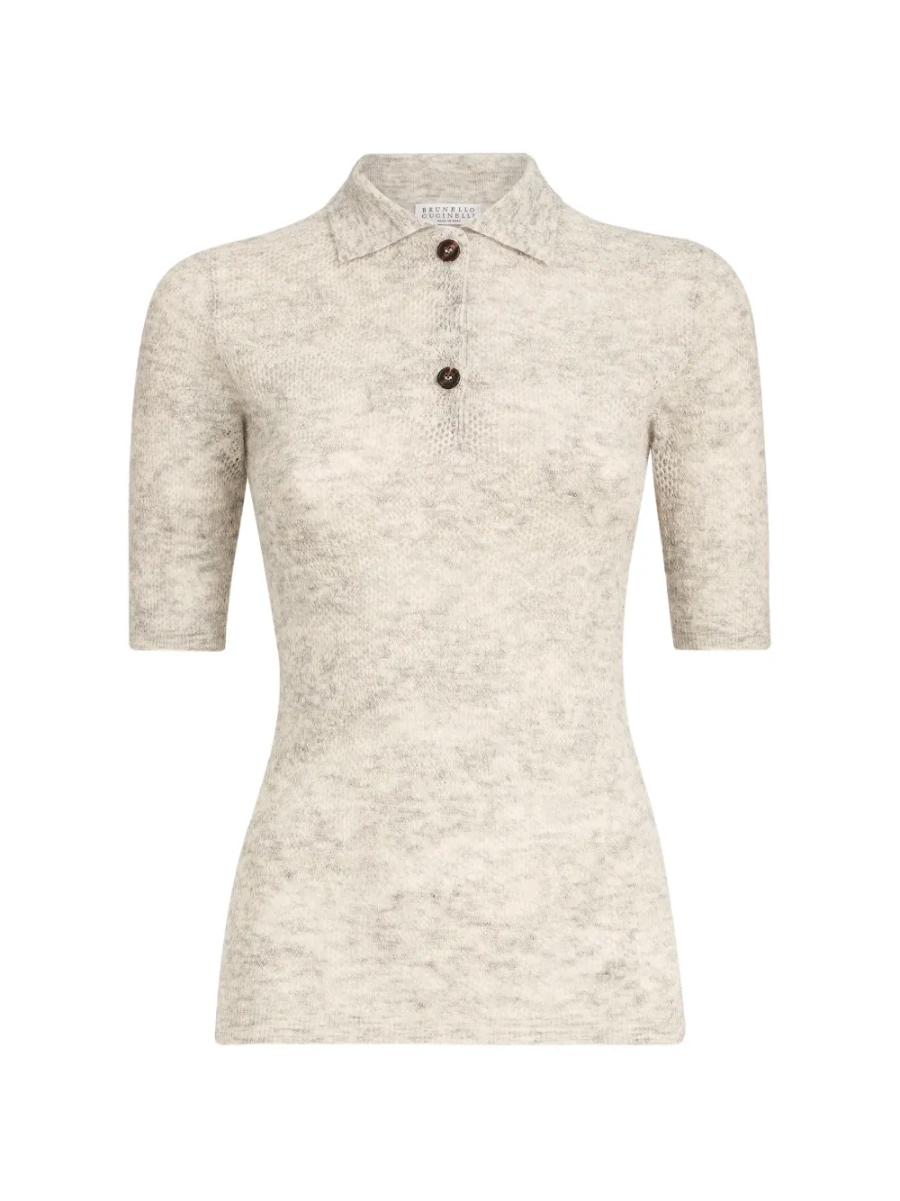 Brunello Cucinelli Poloshirt aus Seide, Alpaka und Wolle - Nude