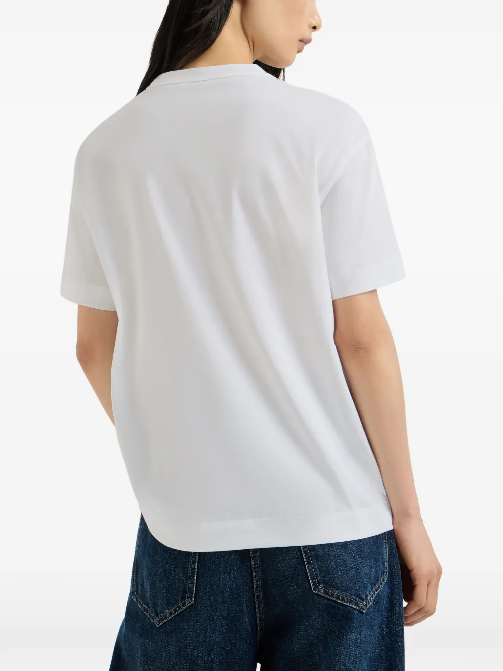 Brunello Cucinelli T-shirt van katoenen jersey met borduurwerk Wit