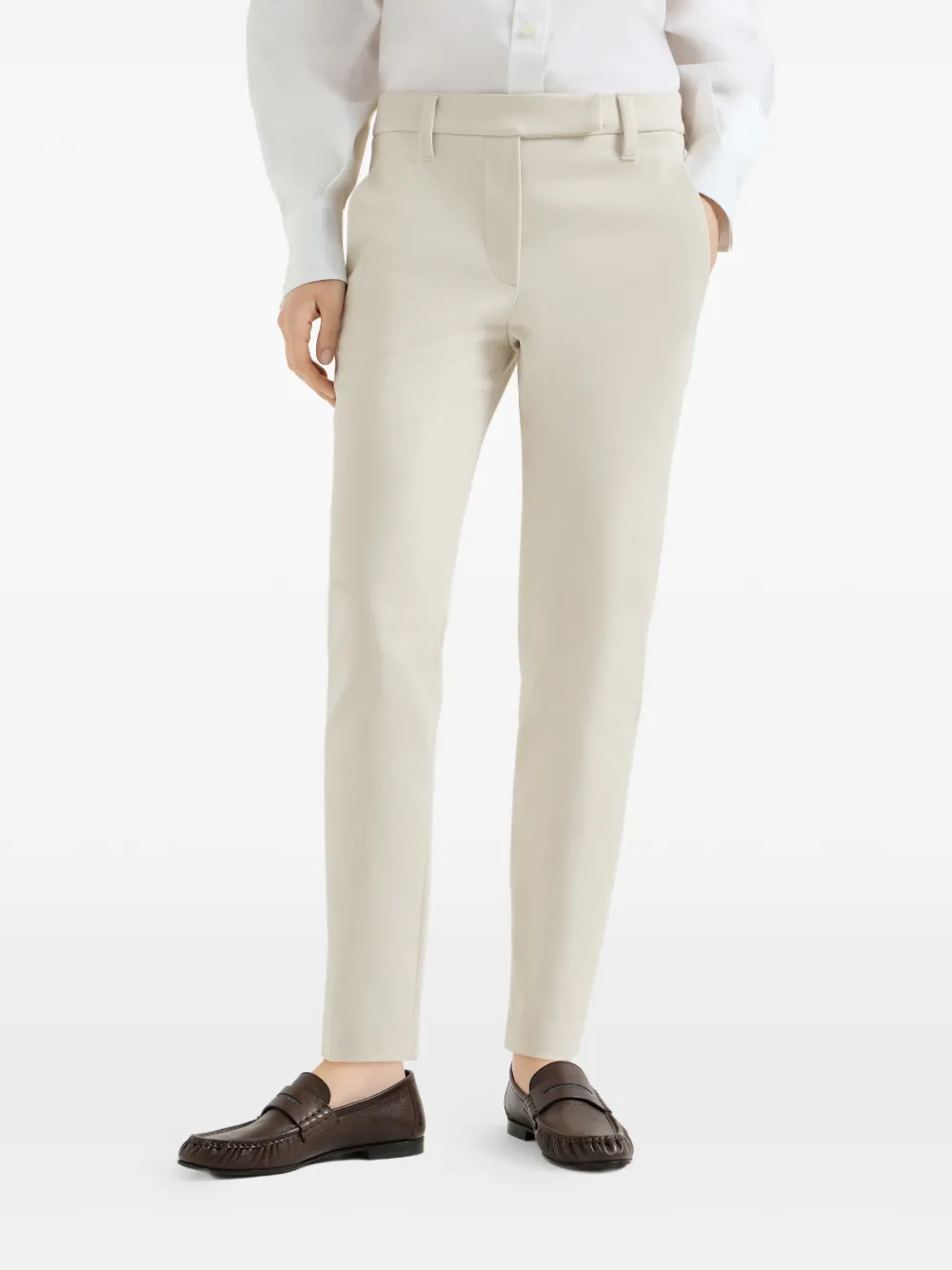 Brunello Cucinelli Broek van stretchkatoen Wit