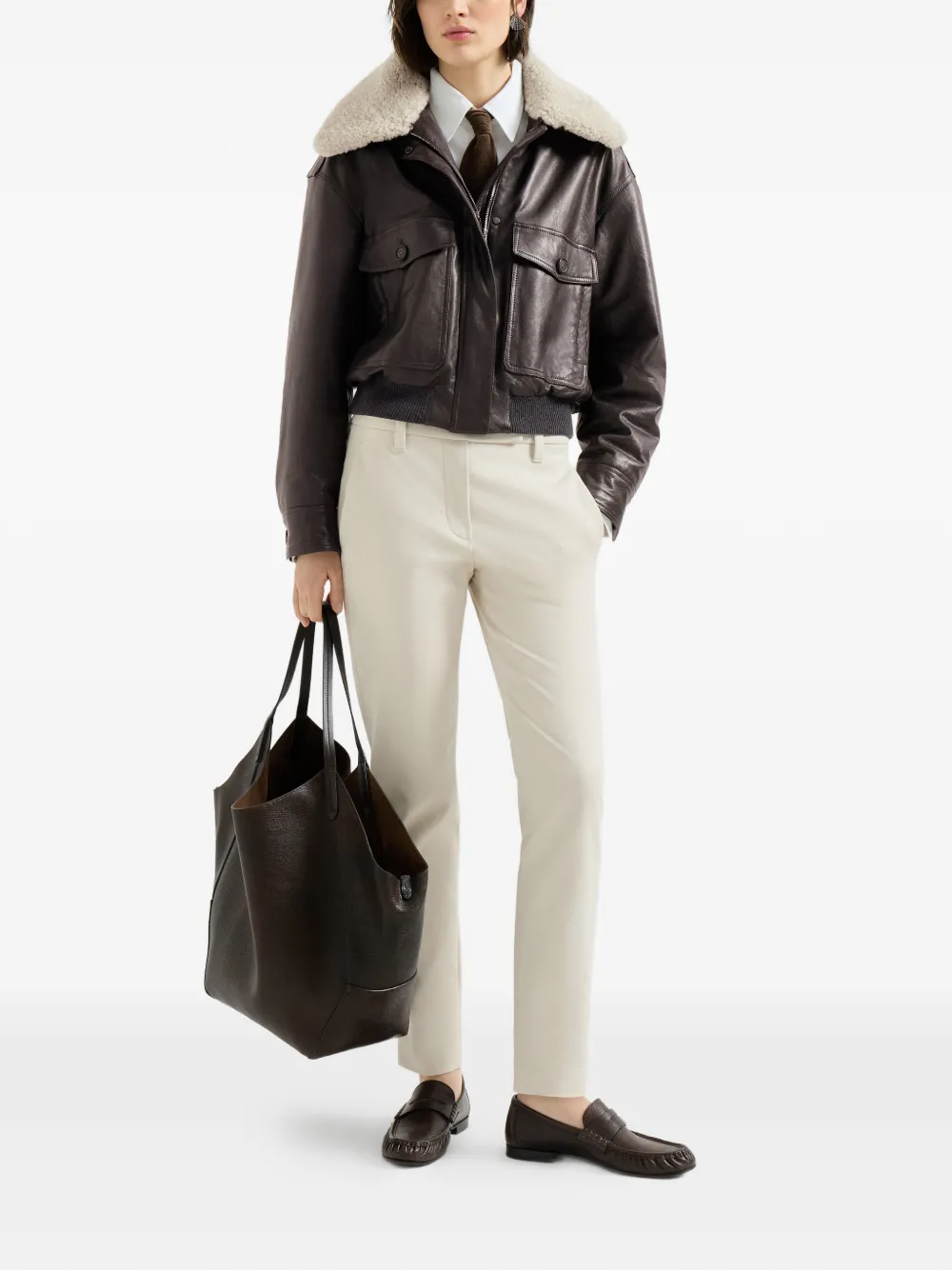 Brunello Cucinelli Broek van stretchkatoen Wit