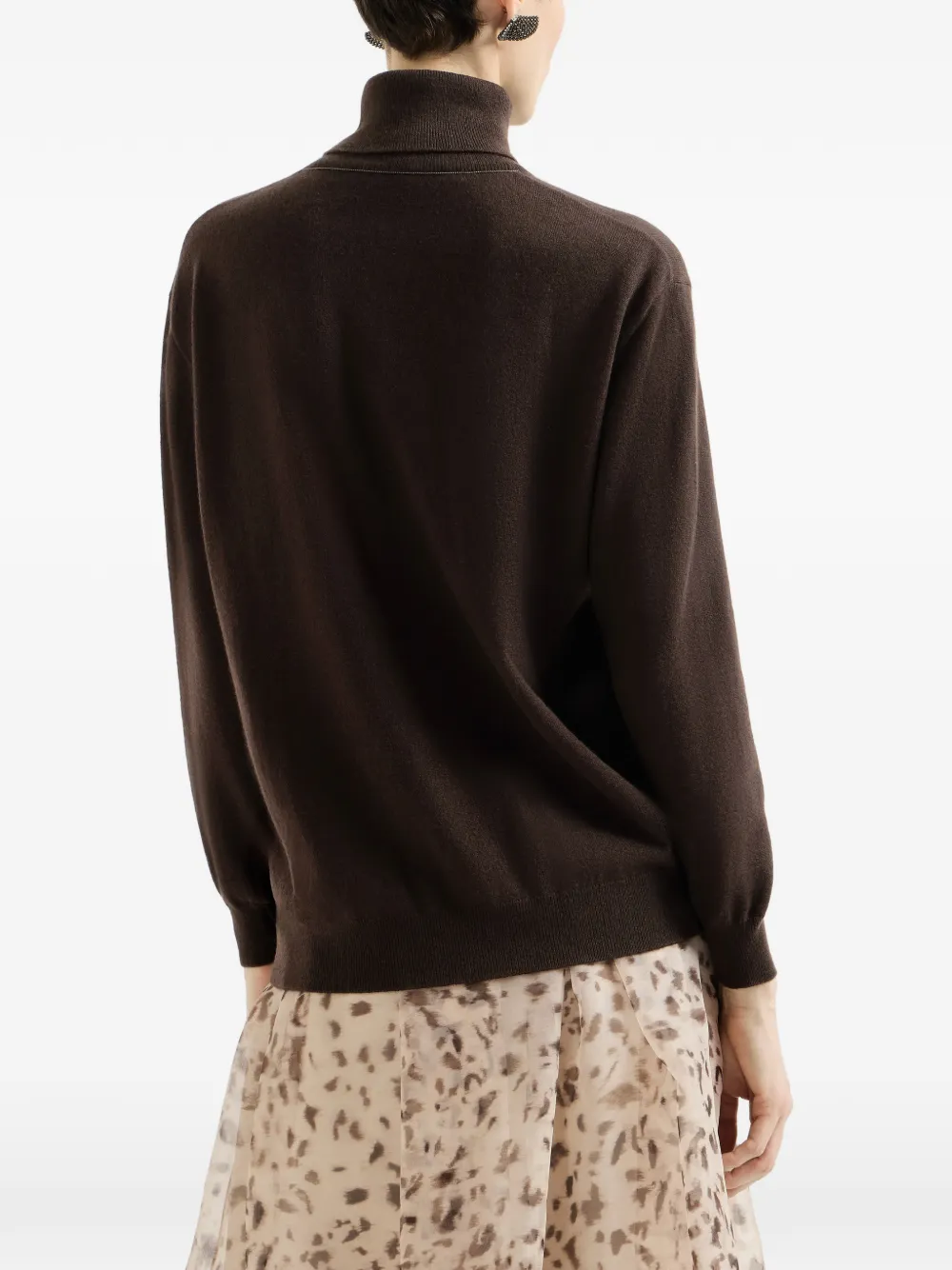 Brunello Cucinelli Kasjmier coltrui met Monili Bruin
