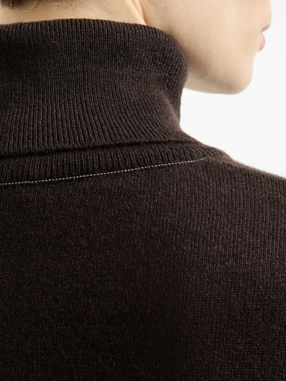 Brunello Cucinelli Kasjmier coltrui met Monili Bruin