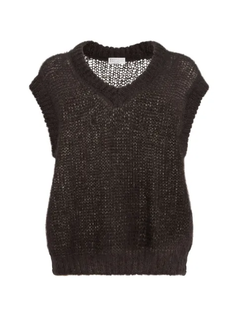 Brunello Cucinelli sparkling mohair sweater vest with Monili