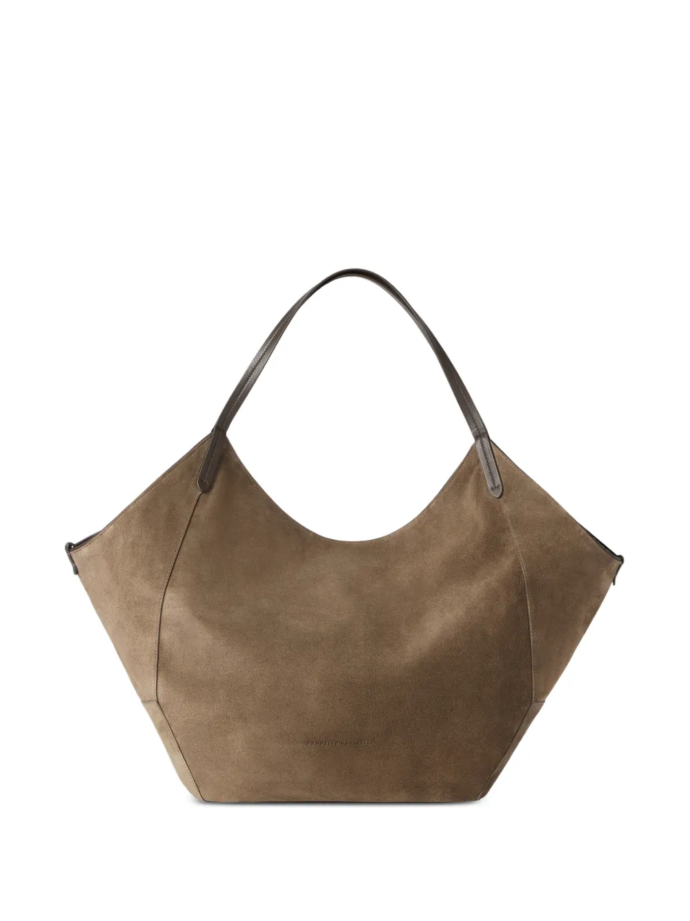 Brunello Cucinelli Borsa BC Duo impermeabile in lana e alpaca con motivo pied-de-poule e Monili - Marrone