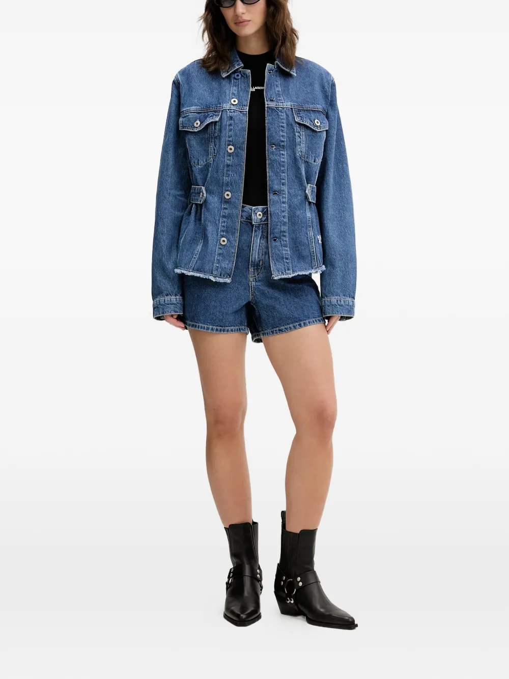 Karl Lagerfeld Jeans logo-patch denim shorts - Blue