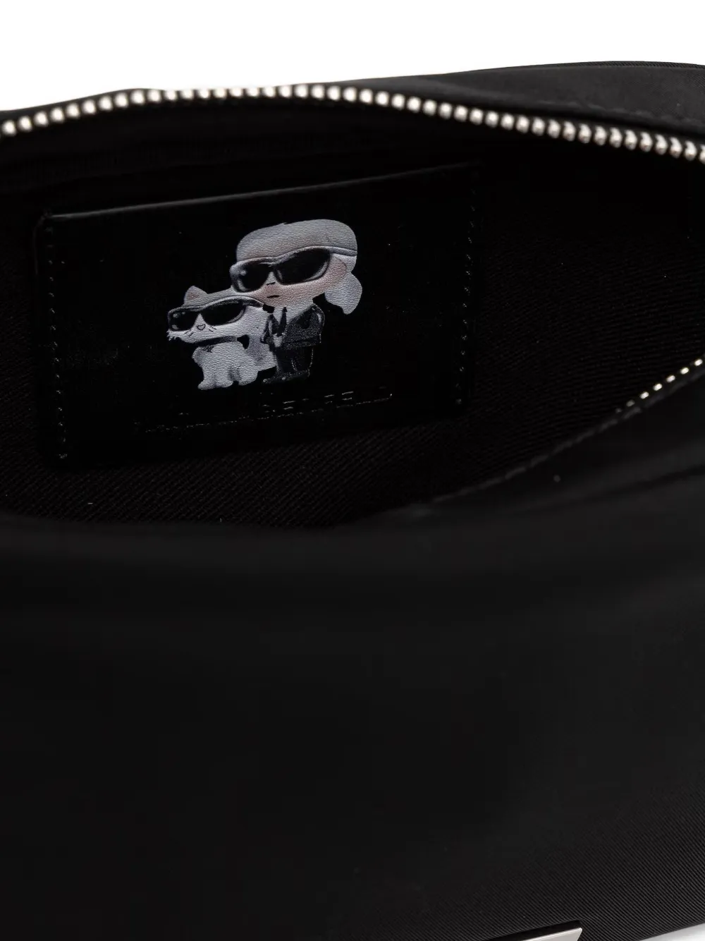 Karl Lagerfeld Toilettas met logoplakkaat en rits Zwart