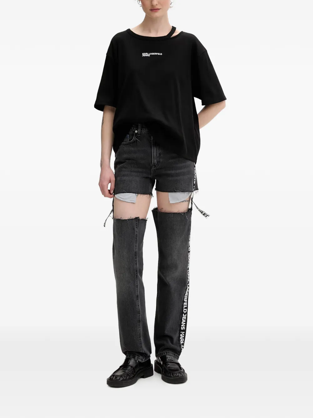 Karl Lagerfeld Jeans T-shirt met logoprint Zwart