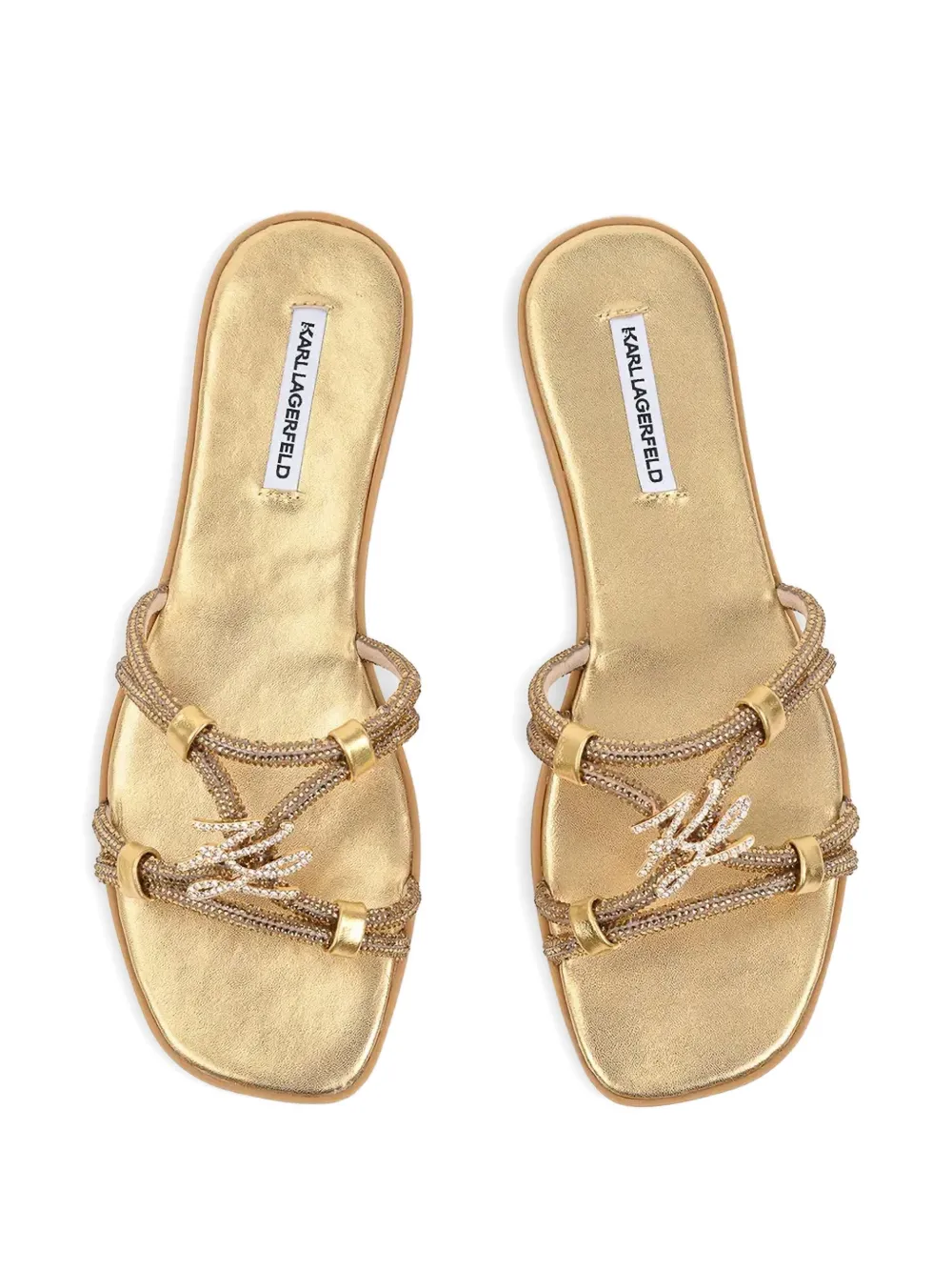 Karl Lagerfeld crystal-embellished logo-plaque sandals Goud