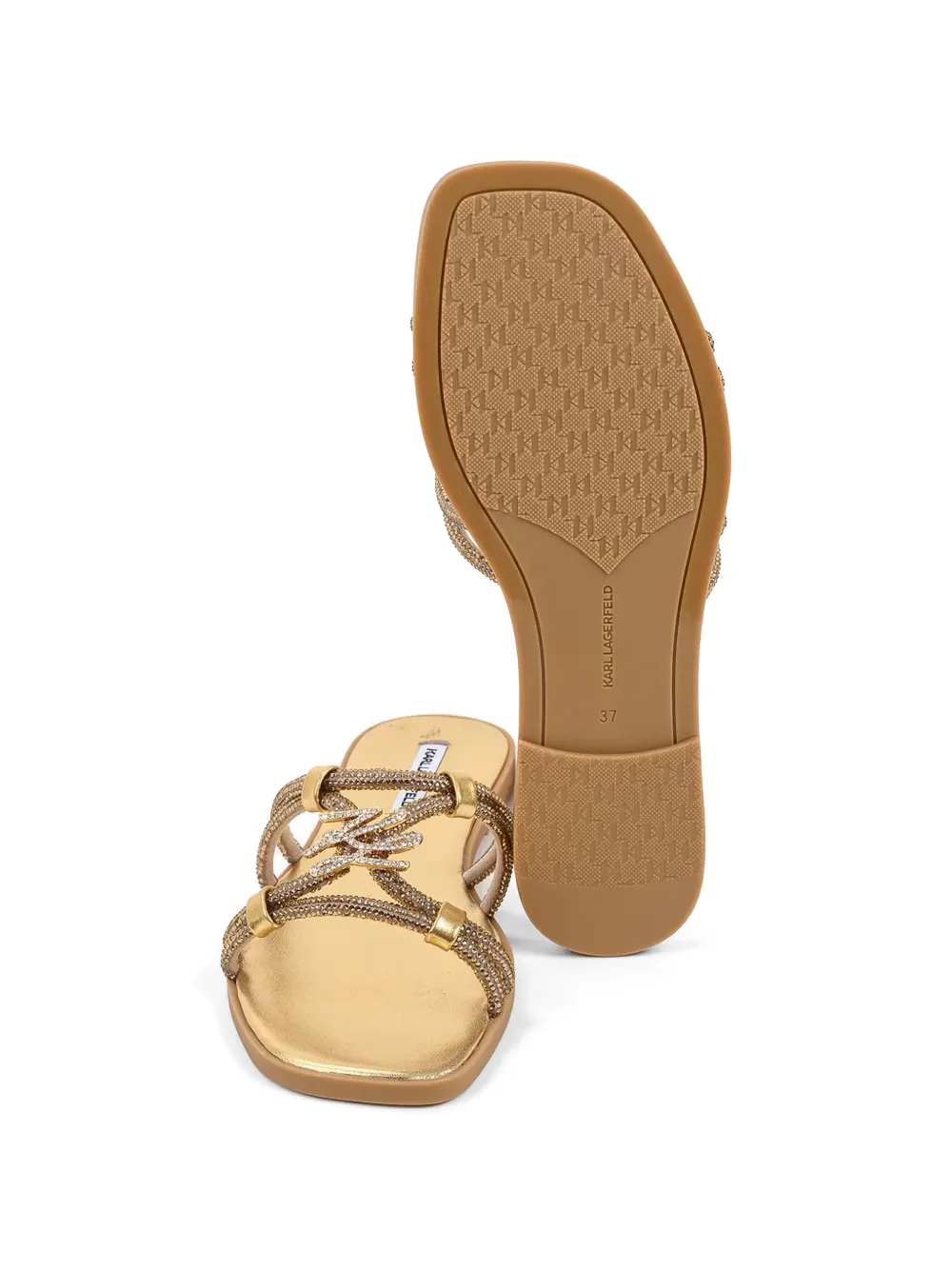 Karl Lagerfeld crystal-embellished logo-plaque sandals Goud