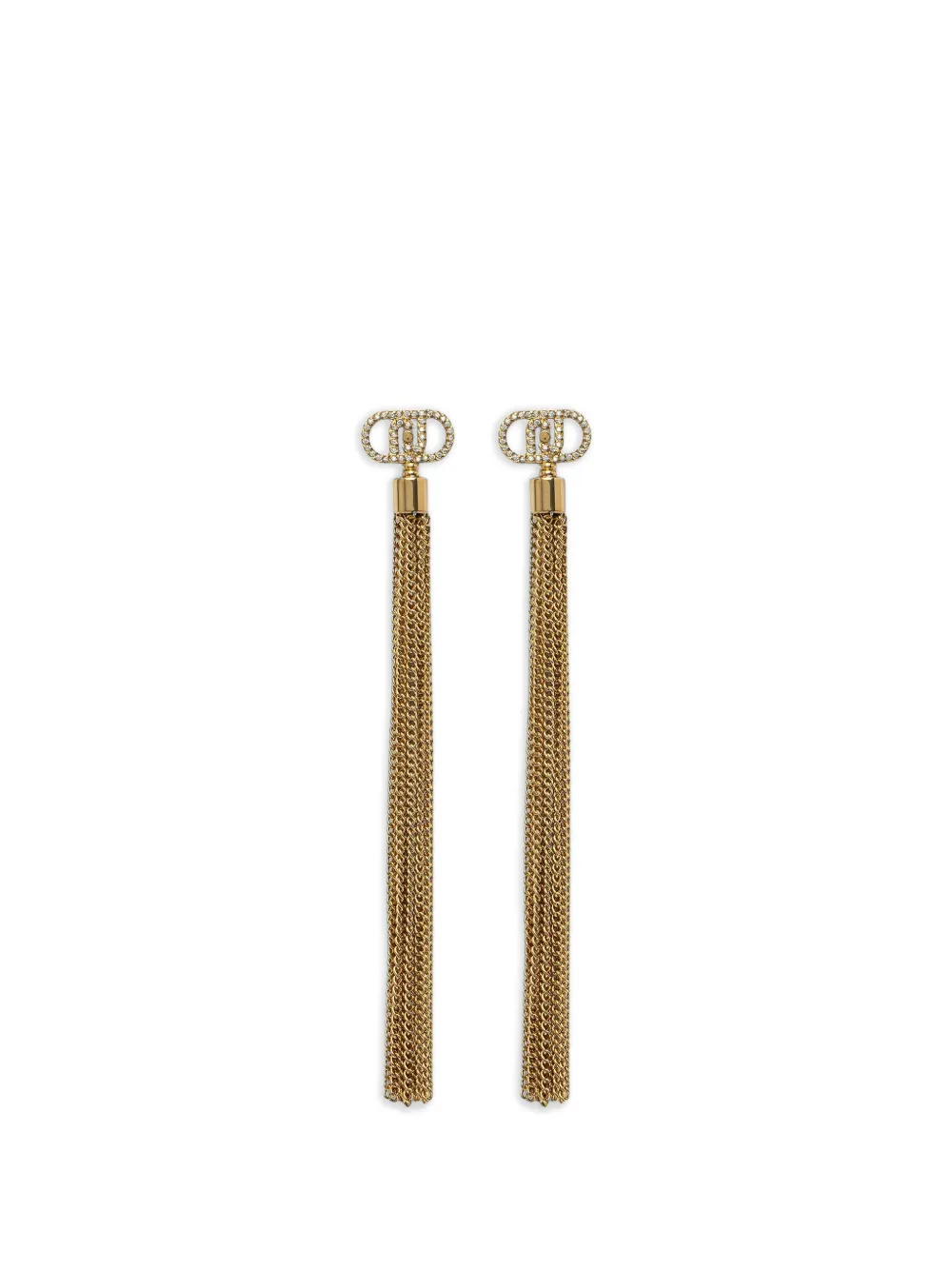 LIU JO crystal-embellished chain-fringe earrings - Oro